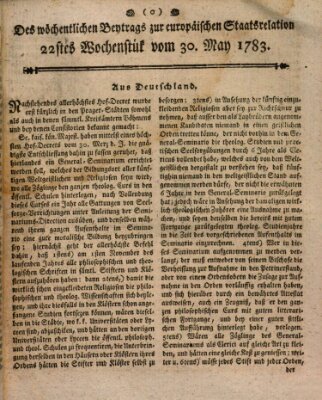 Staats-Relation der neuesten europäischen Nachrichten und Begebenheiten Freitag 30. Mai 1783