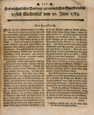 Staats-Relation der neuesten europäischen Nachrichten und Begebenheiten Freitag 20. Juni 1783