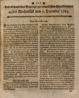 Staats-Relation der neuesten europäischen Nachrichten und Begebenheiten Freitag 5. Dezember 1783