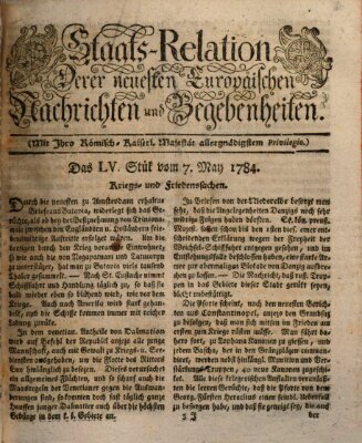 Staats-Relation der neuesten europäischen Nachrichten und Begebenheiten Freitag 7. Mai 1784