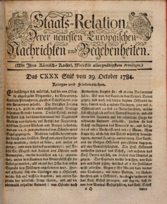 Staats-Relation der neuesten europäischen Nachrichten und Begebenheiten Freitag 29. Oktober 1784