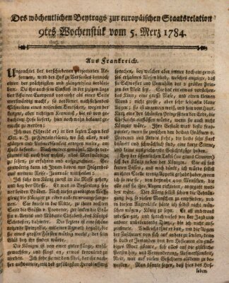 Staats-Relation der neuesten europäischen Nachrichten und Begebenheiten Freitag 5. März 1784