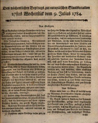 Staats-Relation der neuesten europäischen Nachrichten und Begebenheiten Freitag 9. Juli 1784