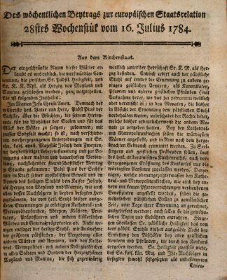 Staats-Relation der neuesten europäischen Nachrichten und Begebenheiten Freitag 16. Juli 1784