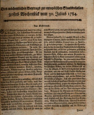 Staats-Relation der neuesten europäischen Nachrichten und Begebenheiten Freitag 30. Juli 1784