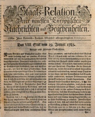 Staats-Relation der neuesten europäischen Nachrichten und Begebenheiten Mittwoch 19. Januar 1785