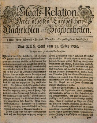 Staats-Relation der neuesten europäischen Nachrichten und Begebenheiten Freitag 11. März 1785