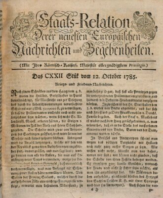 Staats-Relation der neuesten europäischen Nachrichten und Begebenheiten Mittwoch 12. Oktober 1785