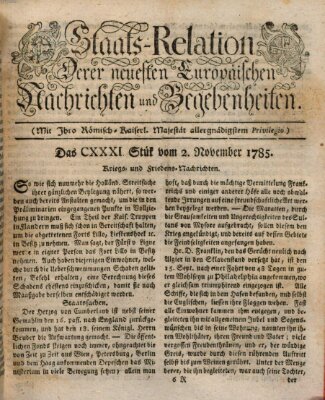 Staats-Relation der neuesten europäischen Nachrichten und Begebenheiten Mittwoch 2. November 1785