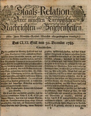 Staats-Relation der neuesten europäischen Nachrichten und Begebenheiten Freitag 30. Dezember 1785