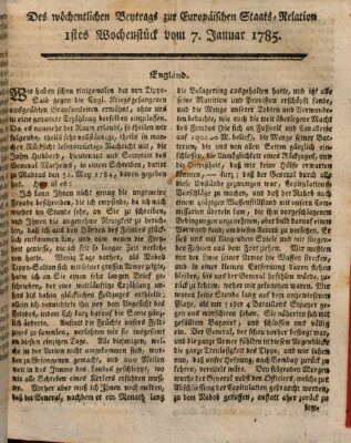 Staats-Relation der neuesten europäischen Nachrichten und Begebenheiten Freitag 7. Januar 1785