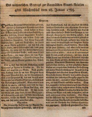 Staats-Relation der neuesten europäischen Nachrichten und Begebenheiten Freitag 28. Januar 1785