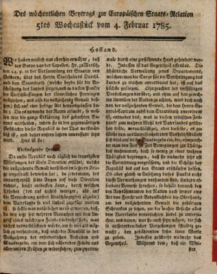 Staats-Relation der neuesten europäischen Nachrichten und Begebenheiten Freitag 4. Februar 1785