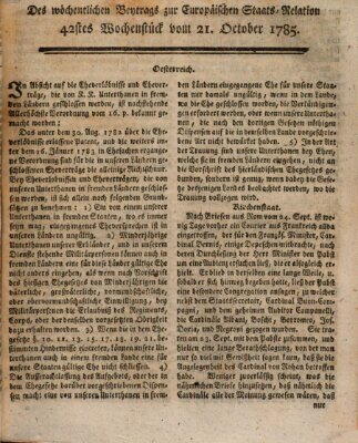 Staats-Relation der neuesten europäischen Nachrichten und Begebenheiten Freitag 21. Oktober 1785