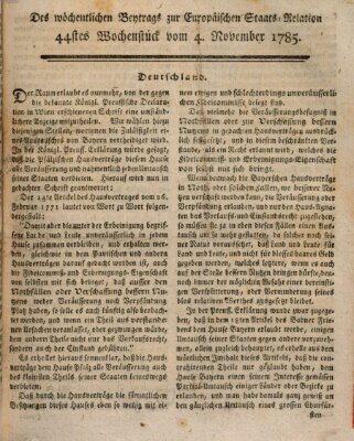 Staats-Relation der neuesten europäischen Nachrichten und Begebenheiten Freitag 4. November 1785