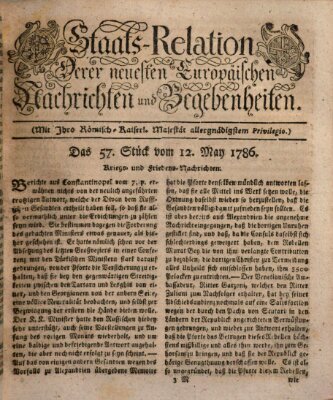 Staats-Relation der neuesten europäischen Nachrichten und Begebenheiten Freitag 12. Mai 1786