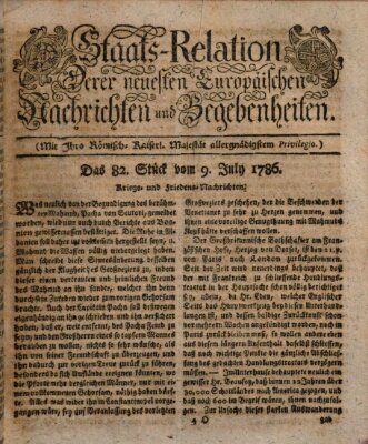 Staats-Relation der neuesten europäischen Nachrichten und Begebenheiten Sonntag 9. Juli 1786