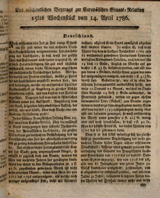 Staats-Relation der neuesten europäischen Nachrichten und Begebenheiten Freitag 14. April 1786