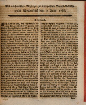 Staats-Relation der neuesten europäischen Nachrichten und Begebenheiten Freitag 9. Juni 1786