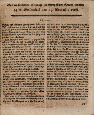 Staats-Relation der neuesten europäischen Nachrichten und Begebenheiten Freitag 17. November 1786