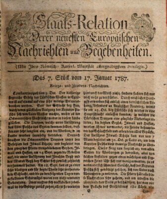 Staats-Relation der neuesten europäischen Nachrichten und Begebenheiten Mittwoch 17. Januar 1787