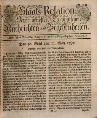 Staats-Relation der neuesten europäischen Nachrichten und Begebenheiten Sonntag 11. März 1787