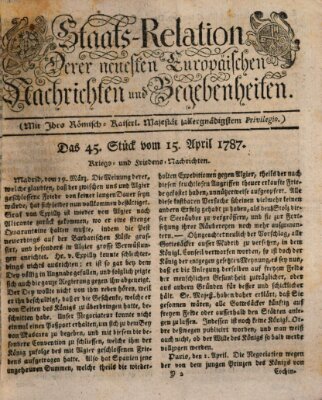 Staats-Relation der neuesten europäischen Nachrichten und Begebenheiten Sonntag 15. April 1787