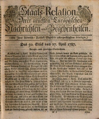 Staats-Relation der neuesten europäischen Nachrichten und Begebenheiten Freitag 27. April 1787