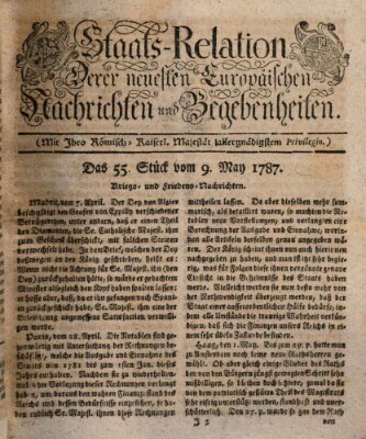 Staats-Relation der neuesten europäischen Nachrichten und Begebenheiten Mittwoch 9. Mai 1787