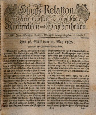 Staats-Relation der neuesten europäischen Nachrichten und Begebenheiten Freitag 11. Mai 1787