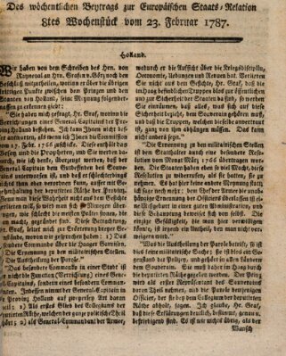 Staats-Relation der neuesten europäischen Nachrichten und Begebenheiten Freitag 23. Februar 1787