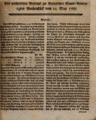 Staats-Relation der neuesten europäischen Nachrichten und Begebenheiten Freitag 11. Mai 1787