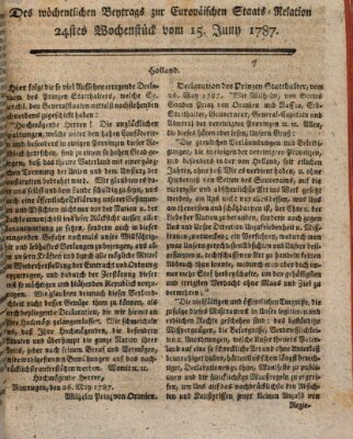 Staats-Relation der neuesten europäischen Nachrichten und Begebenheiten Freitag 15. Juni 1787