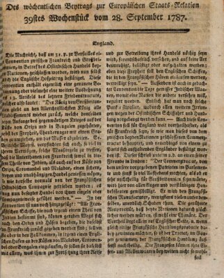 Staats-Relation der neuesten europäischen Nachrichten und Begebenheiten Freitag 28. September 1787