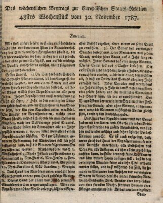 Staats-Relation der neuesten europäischen Nachrichten und Begebenheiten Freitag 30. November 1787