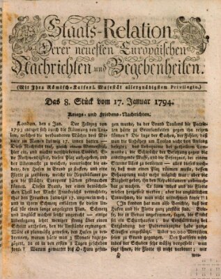 Staats-Relation der neuesten europäischen Nachrichten und Begebenheiten Freitag 17. Januar 1794