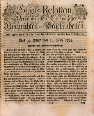 Staats-Relation der neuesten europäischen Nachrichten und Begebenheiten Freitag 14. März 1794