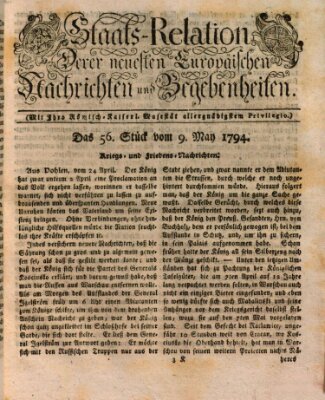 Staats-Relation der neuesten europäischen Nachrichten und Begebenheiten Freitag 9. Mai 1794