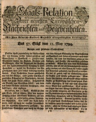 Staats-Relation der neuesten europäischen Nachrichten und Begebenheiten Sonntag 11. Mai 1794