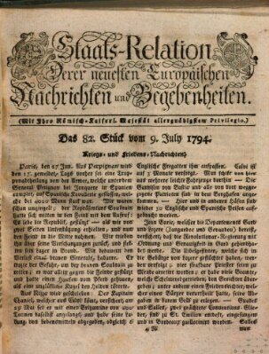 Staats-Relation der neuesten europäischen Nachrichten und Begebenheiten Mittwoch 9. Juli 1794