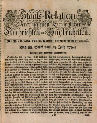 Staats-Relation der neuesten europäischen Nachrichten und Begebenheiten Mittwoch 23. Juli 1794