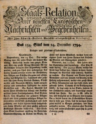 Staats-Relation der neuesten europäischen Nachrichten und Begebenheiten Mittwoch 24. Dezember 1794