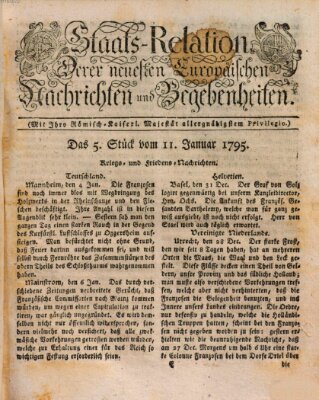 Staats-Relation der neuesten europäischen Nachrichten und Begebenheiten Sonntag 11. Januar 1795