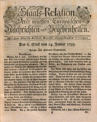 Staats-Relation der neuesten europäischen Nachrichten und Begebenheiten Mittwoch 14. Januar 1795