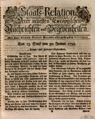 Staats-Relation der neuesten europäischen Nachrichten und Begebenheiten Freitag 30. Januar 1795