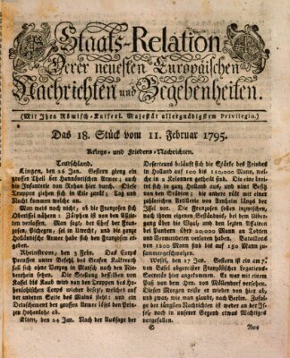 Staats-Relation der neuesten europäischen Nachrichten und Begebenheiten Mittwoch 11. Februar 1795