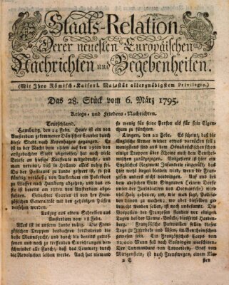 Staats-Relation der neuesten europäischen Nachrichten und Begebenheiten Freitag 6. März 1795