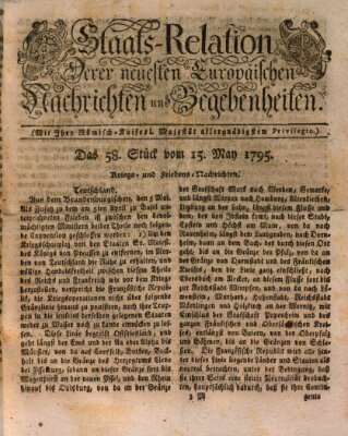 Staats-Relation der neuesten europäischen Nachrichten und Begebenheiten Freitag 15. Mai 1795