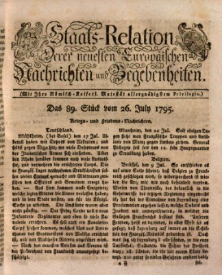 Staats-Relation der neuesten europäischen Nachrichten und Begebenheiten Sonntag 26. Juli 1795