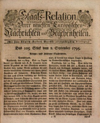 Staats-Relation der neuesten europäischen Nachrichten und Begebenheiten Mittwoch 2. September 1795